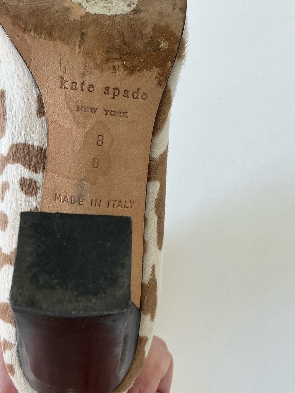 kate spade Brown and White Leopard-Print Block Heel Pumps - Picture 8 of 9